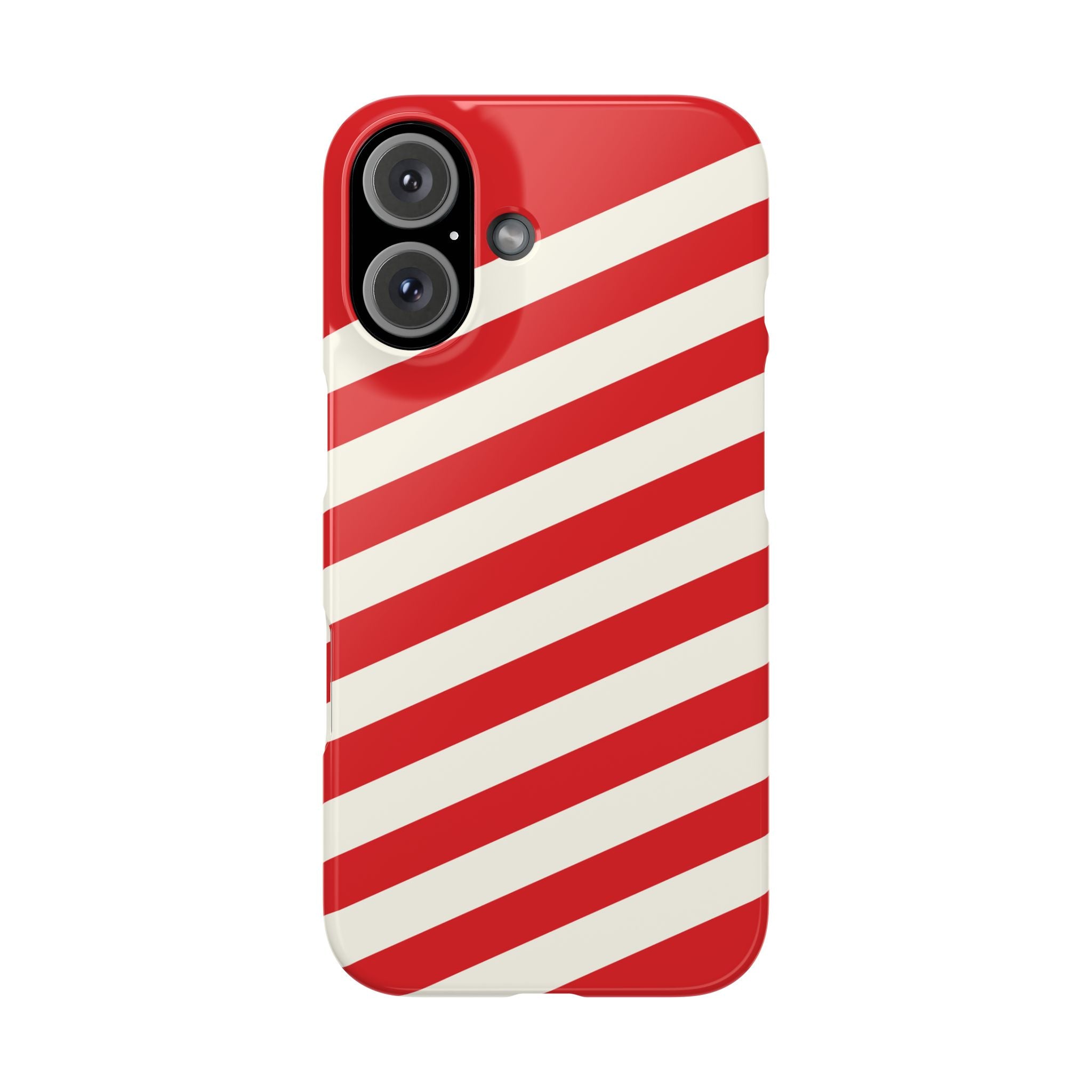 Red and White Diagonal Stripes Slim Phone Case | Candy Cane Pattern
