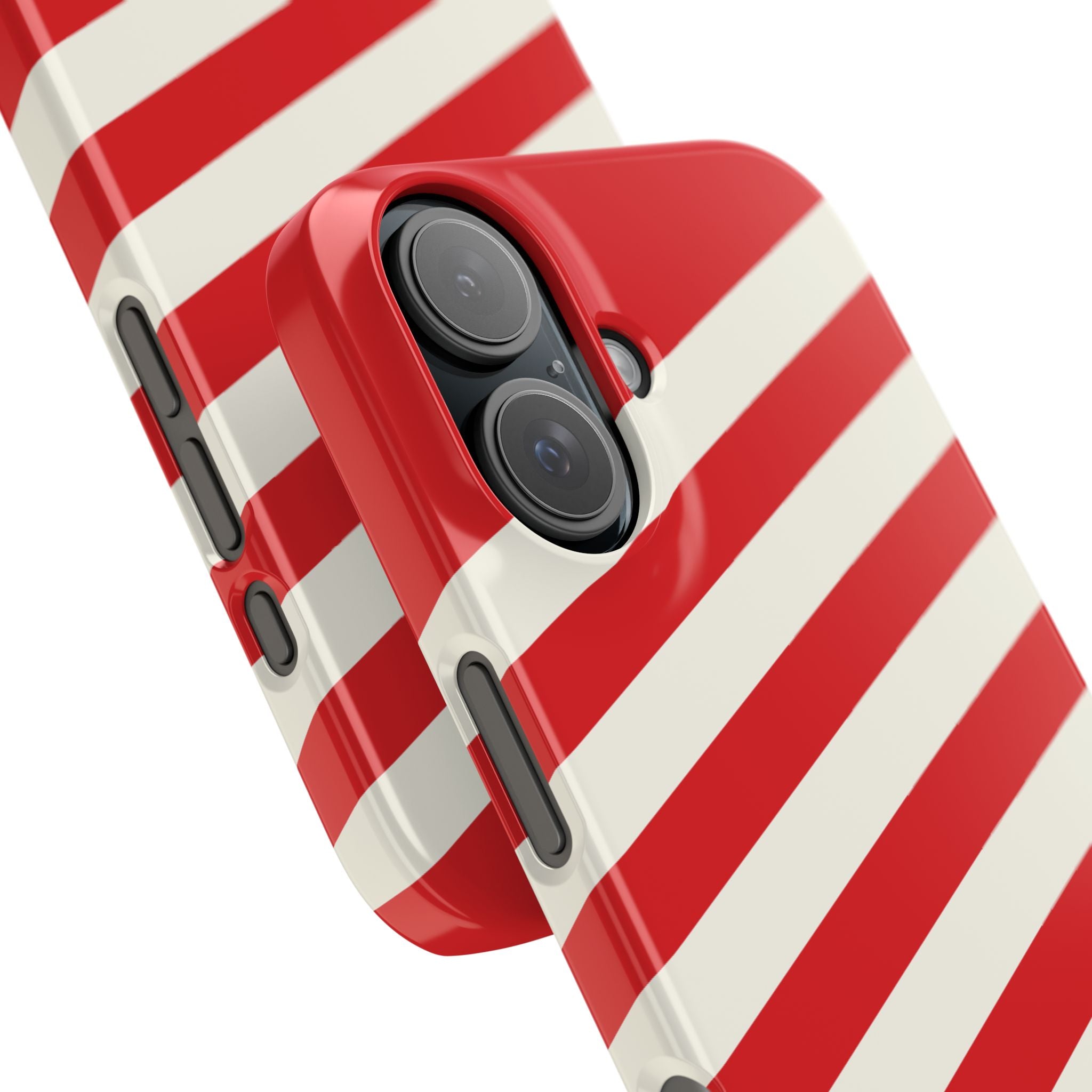 Red and White Diagonal Stripes Slim Phone Case | Candy Cane Pattern