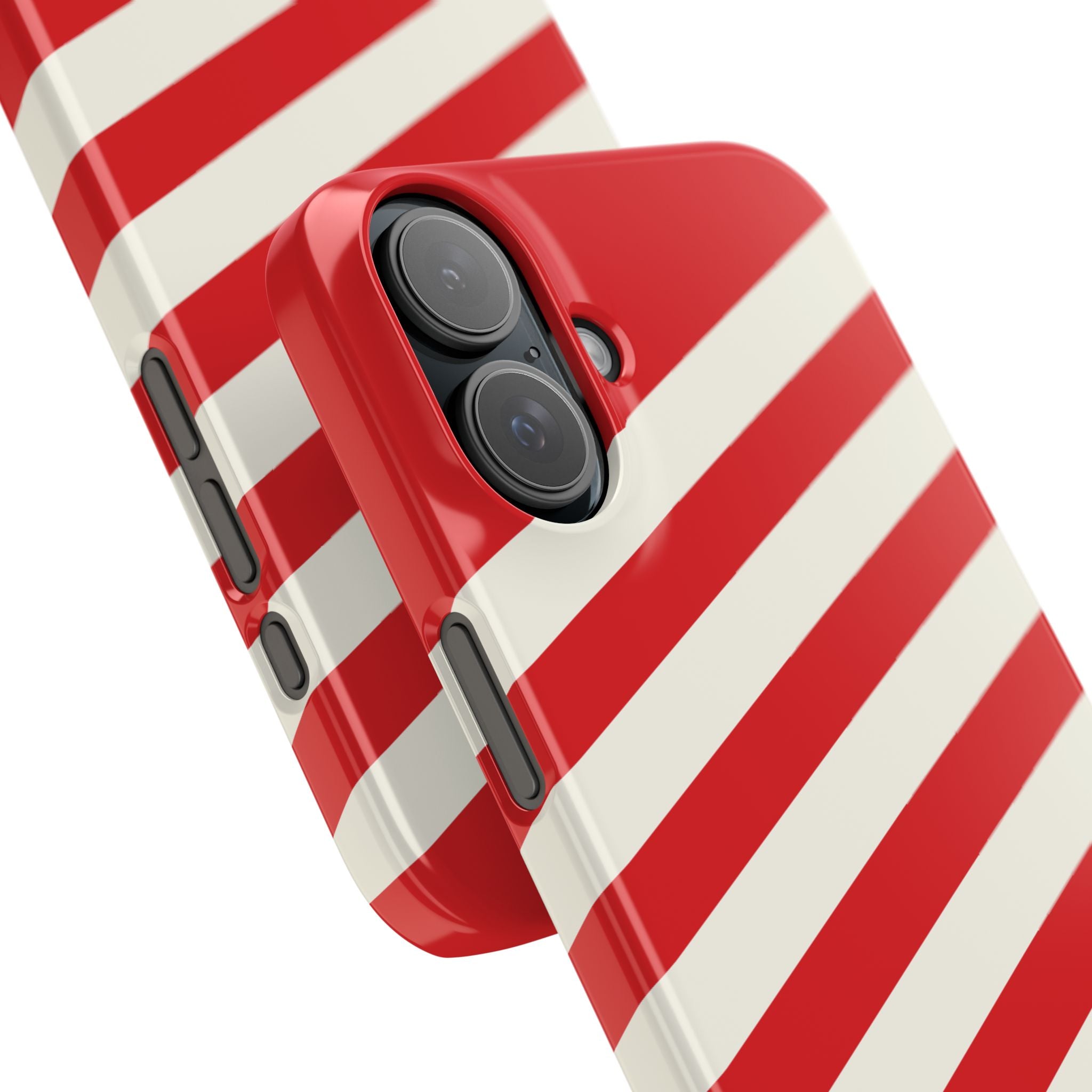Red and White Diagonal Stripes Slim Phone Case | Candy Cane Pattern