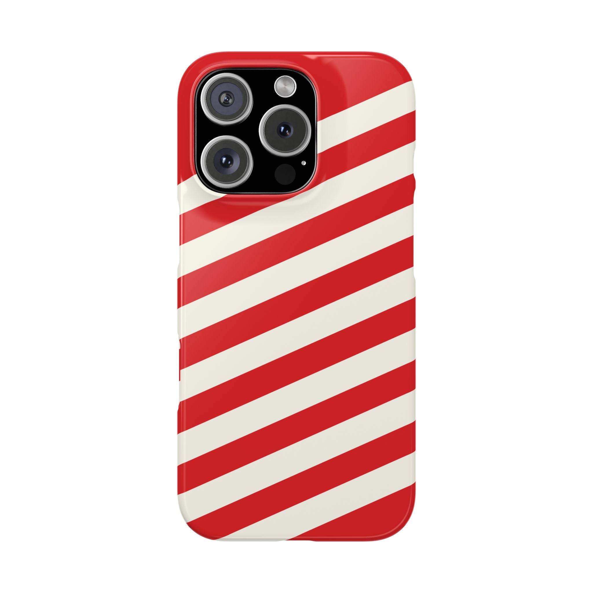 Red and White Diagonal Stripes Slim Phone Case | Candy Cane Pattern