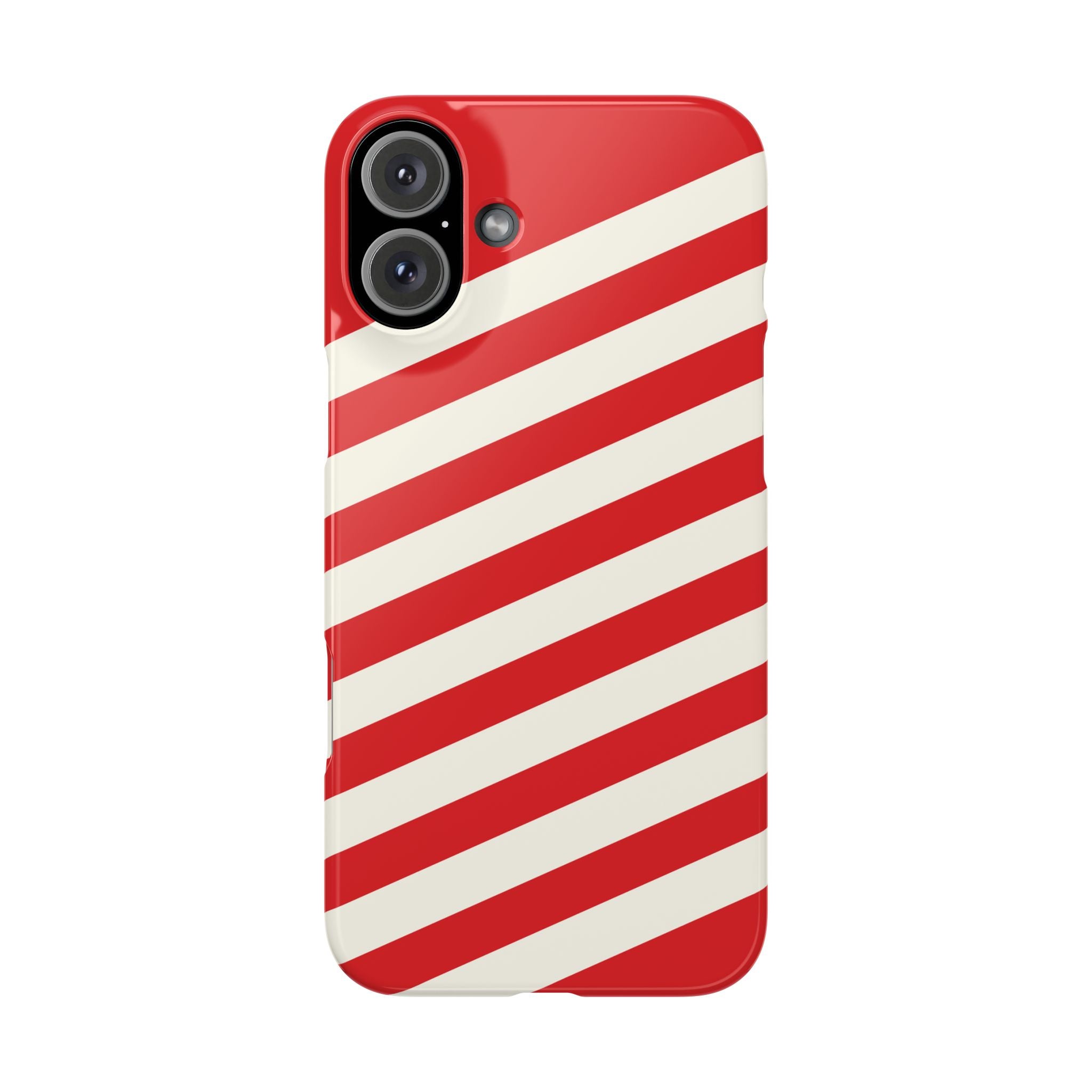 Red and White Diagonal Stripes Slim Phone Case | Candy Cane Pattern