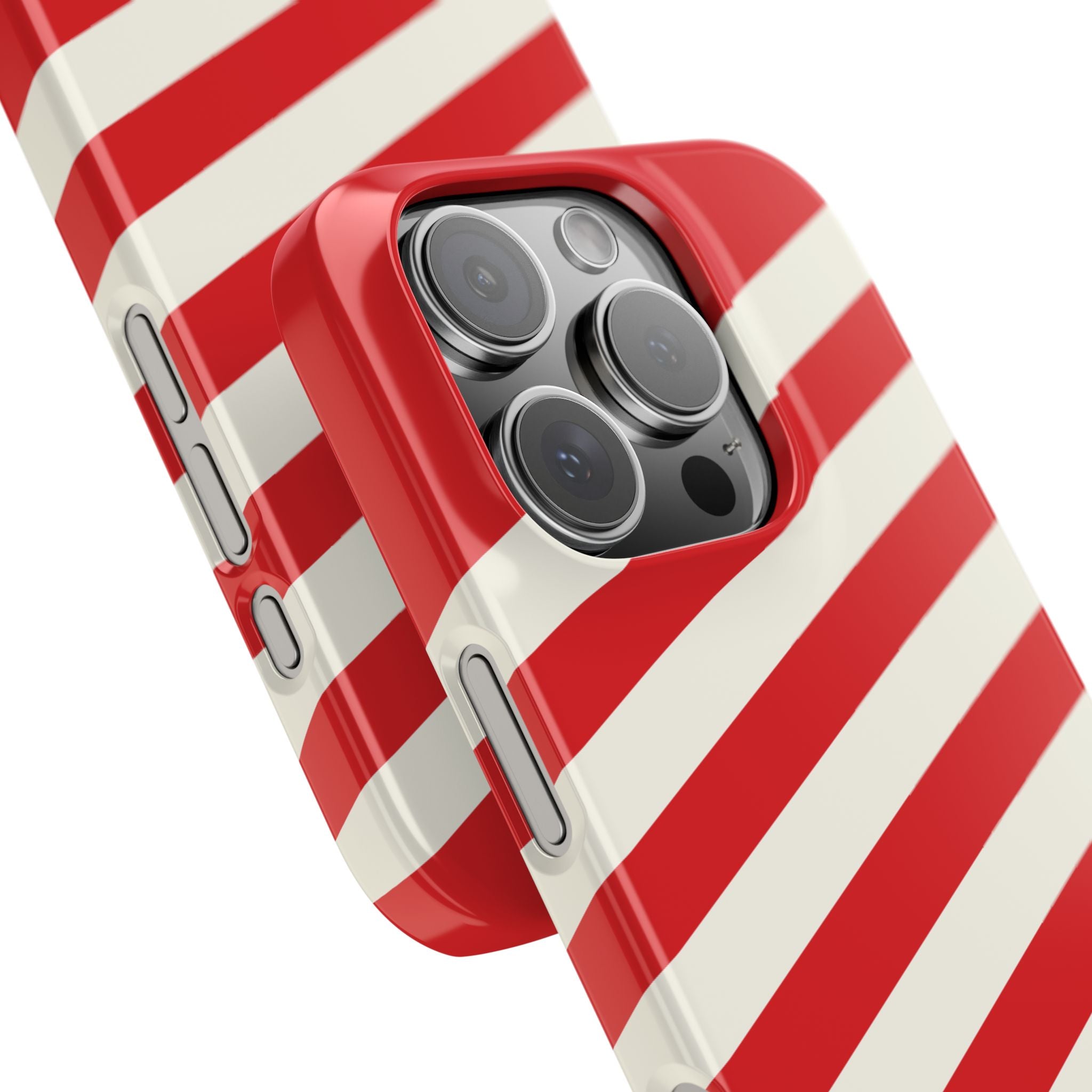 Red and White Diagonal Stripes Slim Phone Case | Candy Cane Pattern