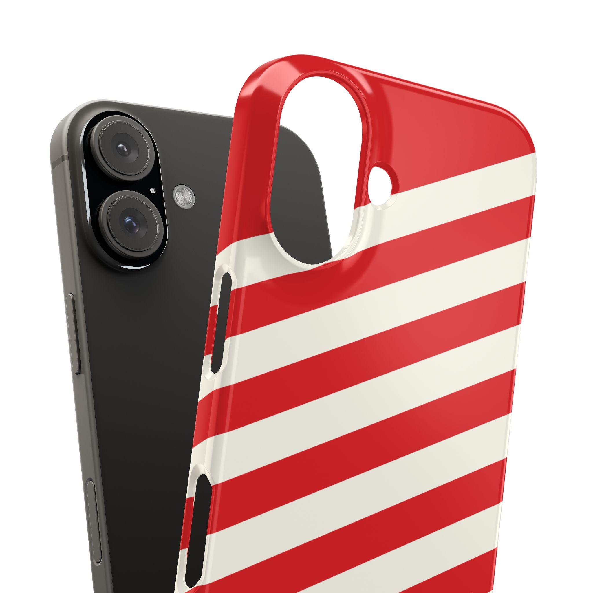 Red and White Diagonal Stripes Slim Phone Case | Candy Cane Pattern